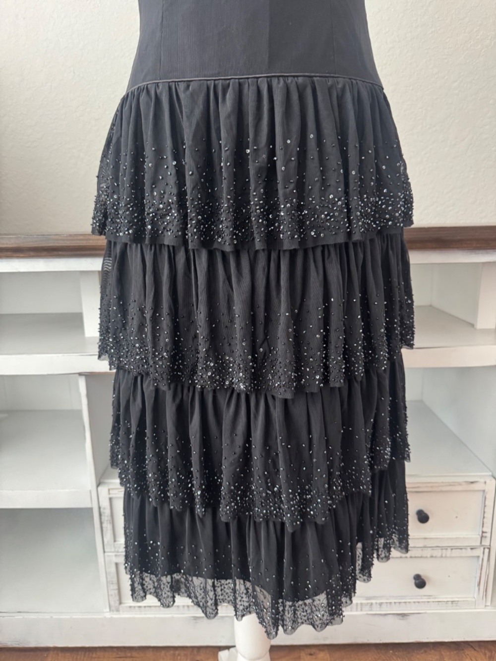 NWT Vintage Laundry by Shelli Segal Strapless Tiered‎ Beaded Dress Size 4 7 - Picture 2 of 7